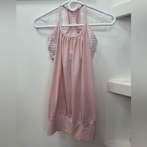 Baby pink and white Lululemon No Limits Tank Top